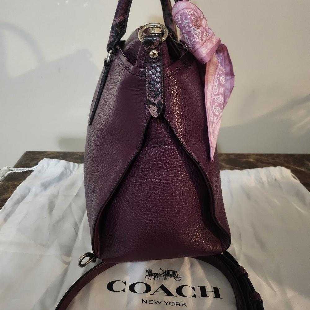 Coach Plum Pebbled Leather 2way Satchel W Twilly EUC - Picture 10 of 16